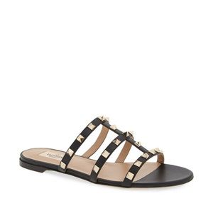 Valentino rockstud slip on sandals flats shoes